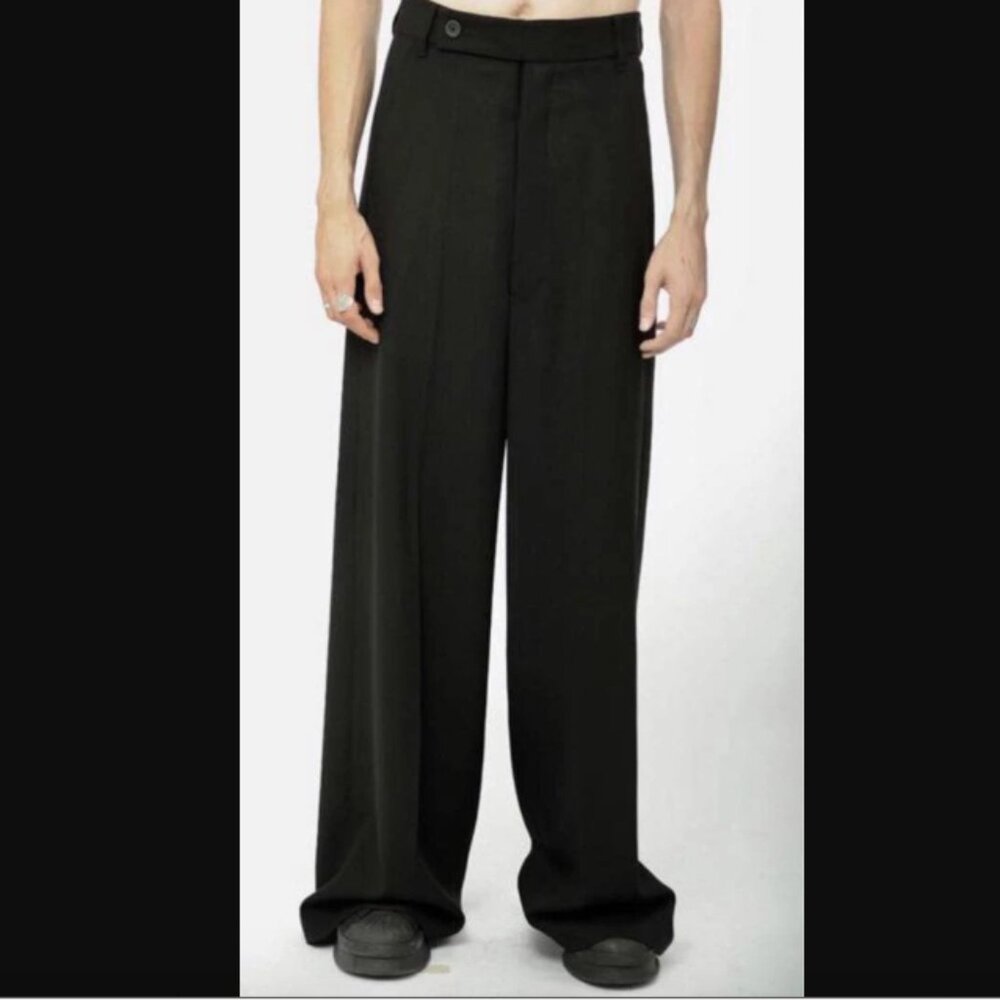 RICK OWENS AW16 MASTODON BLACK WOOL HIGH WAIST WIDE LEG PANT
